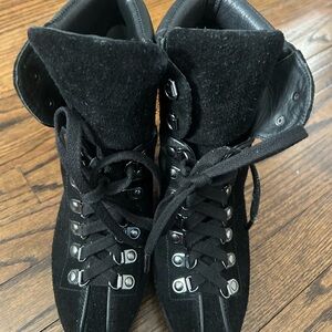 Diane Von Furstenberg Black Lace-Up Boots